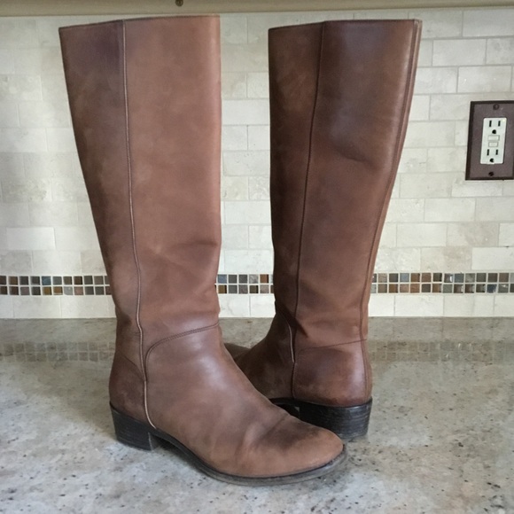 Vintage Salvatore Ferragamo Brown Distressed Leather Tall Riding Boots - Picture 2 of 16